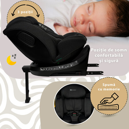 Scaun auto I-Size Rear-Facing 360 Pro Confort, 40-150 cm, Black, Appekids 696527