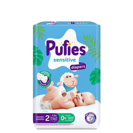 Scutece chilotel Sensitive, Nr.2 Mini 4-8 kg, 70 bucati, Pufies