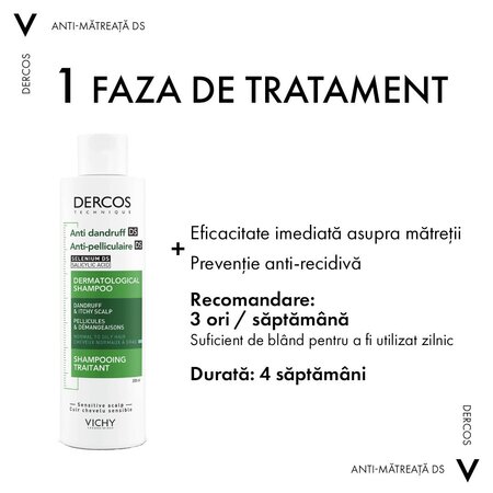 Sampon antimatreata pentru parul normal spre gras Dercos, 200 ml, Vichy 608368