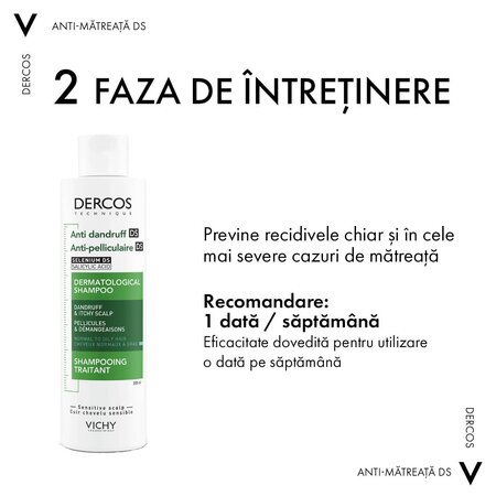 Sampon antimatreata pentru parul normal spre gras Dercos, 200 ml, Vichy 608369