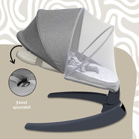 Leagan electric pentru bebelusi Evoque, Powder Grey, Appekids 696571