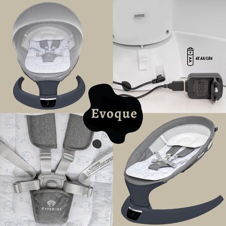 Leagan electric pentru bebelusi Evoque, Powder Grey, Appekids 696570