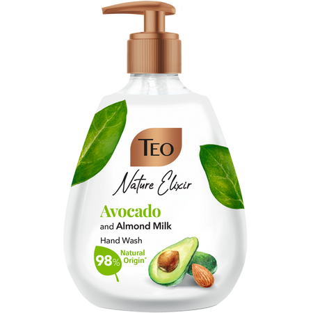 Sapun lichid Nature Elixir, Avocado si Lapte de Migdale, 400 ml, Teo