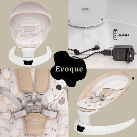Leagan electric pentru bebelusi Evoque, Bubble Beige, Appekids 696576