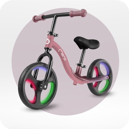 Bicicleta fara pedale cu roti led Isoka, Pink, 2 ani+, Momi 696713