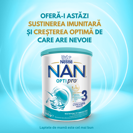 Formula de lapte Nan 3 OptiPro, +12 luni, 800 g, Nestle 789108