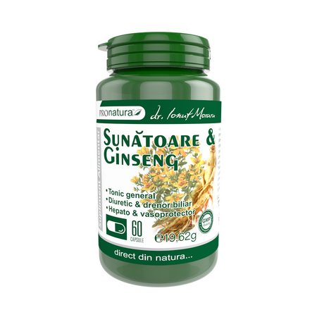 Sunatoare si Ginseng, 60 capsule, Pro Natura