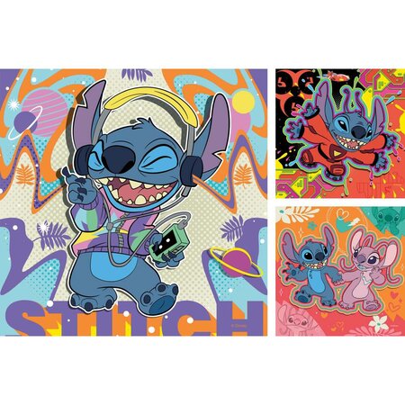 Puzzle Disney Stitch in ritmul muzicii, 5 ani+, 3x49 piese, Ravensburger 697290