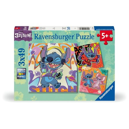 Puzzle Disney Stitch in ritmul muzicii, 3 ani+, 3x49 piese, Ravensburger