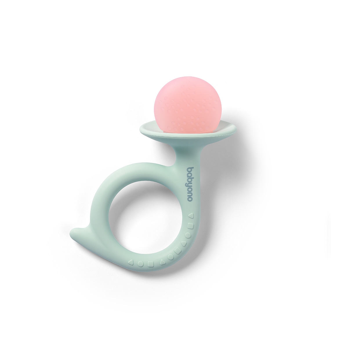 Inel gingival Melc, 0 luni+, Verde/Roz, Babyono