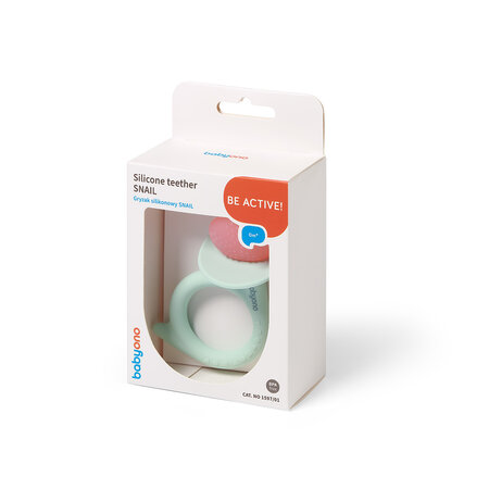 Inel gingival Melc, Verde/Roz, 0 luni+, Babyono 698225