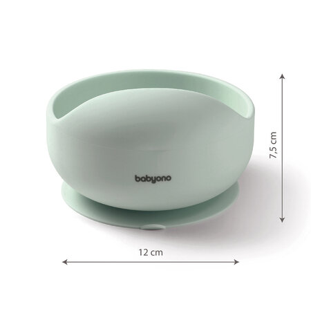 Bol din silicon cu ventuza pentru copii, Verde Menta, 6 luni+, Babyono 698289