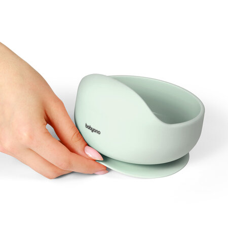 Bol din silicon cu ventuza pentru copii, Verde Menta, 6 luni+, Babyono 698293