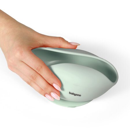 Bol din silicon cu ventuza pentru copii, Verde Menta, 6 luni+, Babyono 698292