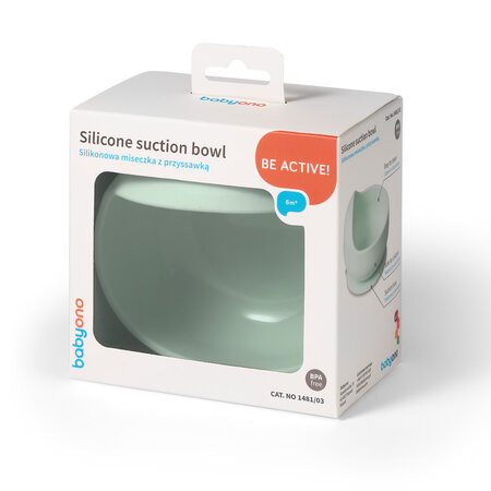 Bol din silicon cu ventuza pentru copii, Verde Menta, 6 luni+, Babyono 698291