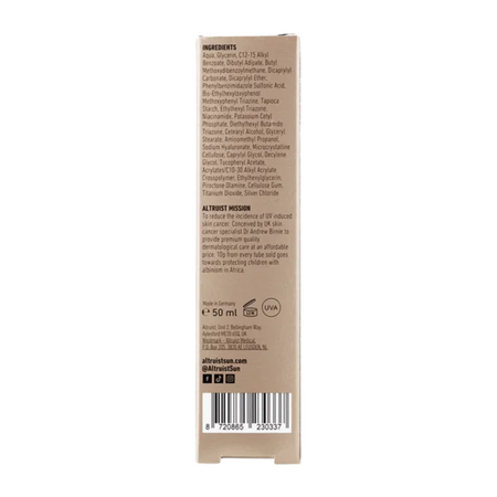 Fluid hidratant cu SPF 50 si Acid Hialuronic, 50 ml, Altruist 764014