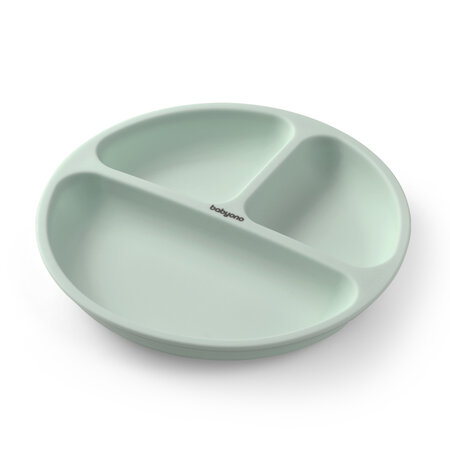 Farfurie din silicon cu ventuza, Menta, Babyono 698420