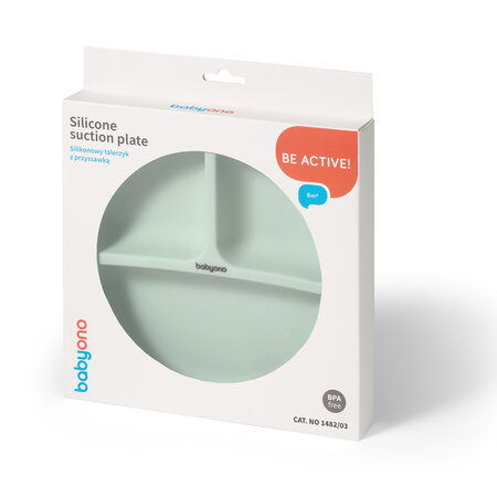 Farfurie din silicon cu ventuza, Menta, Babyono 698419