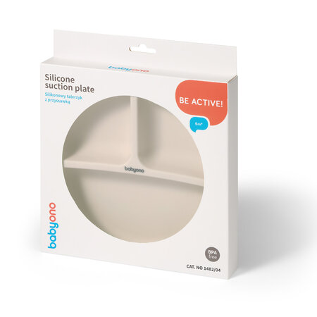 Farfurie din silicon cu ventuza, Bej, Babyono 698424