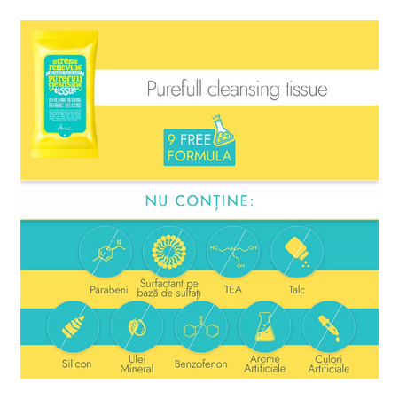 Servetele pentru curatarea tenului Stress Relieving, 80 bucati, Ariul 698547