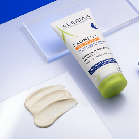 Crema de noapte emolienta pentru piele uscata, atopica Exomega Contro, 200 ml, ADerma 698562