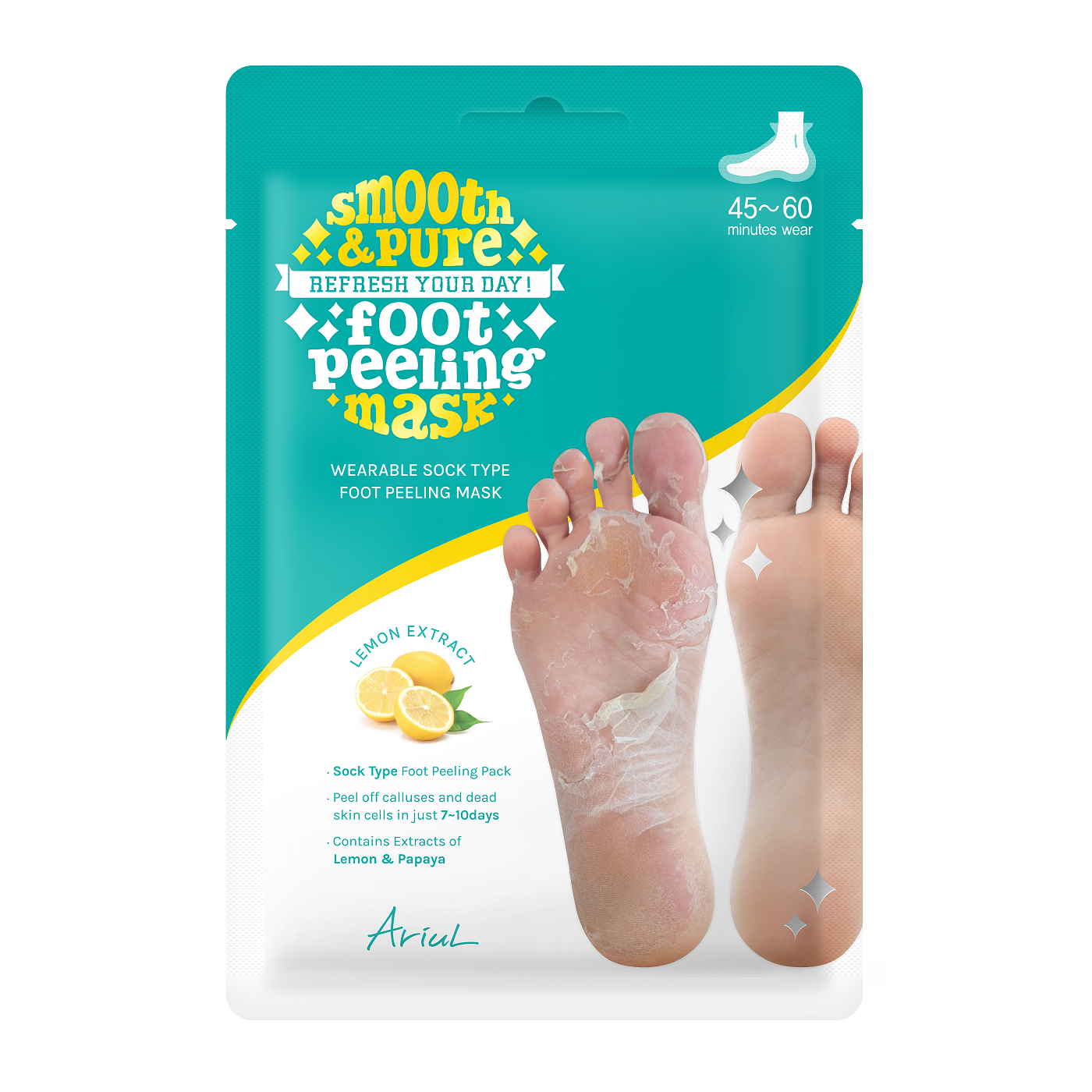 Sosete exfoliante pentru talpi Smooth & Pure, 34 g, Ariul