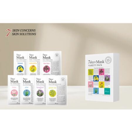 Set de masti pentru tratamentul complet al tenului 7Days Mask, 7 bucati, Ariul 698670
