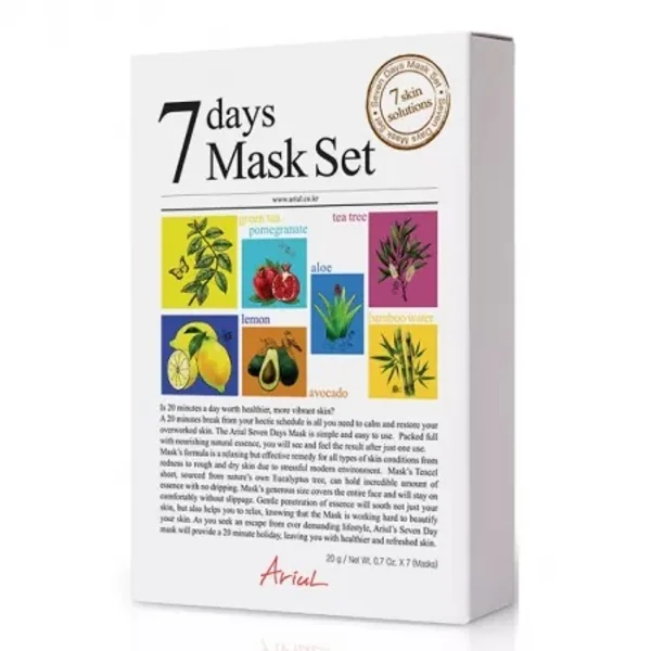 Set de masti pentru tratamentul complet al tenului 7Days Mask, 7 bucati, Ariul