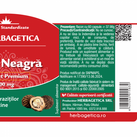 Nuca neagra, 60 capsule, Herbagetica 698789