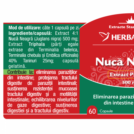 Nuca neagra, 60 capsule, Herbagetica 698790