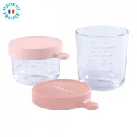 Set 2 recipiente sticla, 150/250 ml, Roz, Beaba