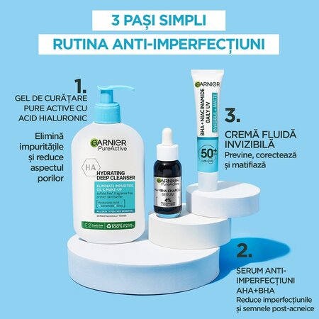 Crema fluida invizibila anti-imperfectiuni cu SPF 50+ Pure Active, 40 ml, Garnier 698914