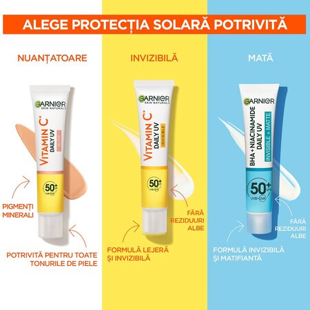 Crema fluida invizibila anti-imperfectiuni cu SPF 50+ Pure Active, 40 ml, Garnier 698915