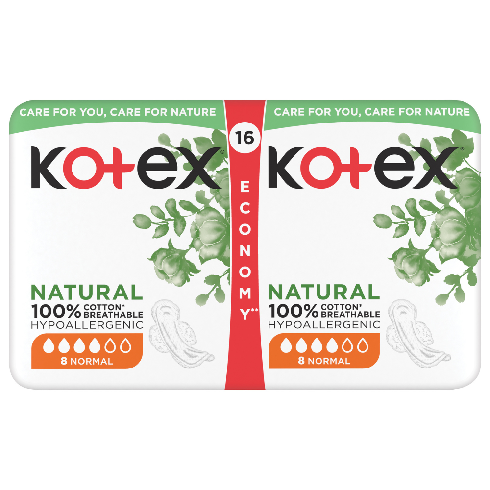 Absorbante hipoalergenice Natural, Normal, 16 bucati, Kotex