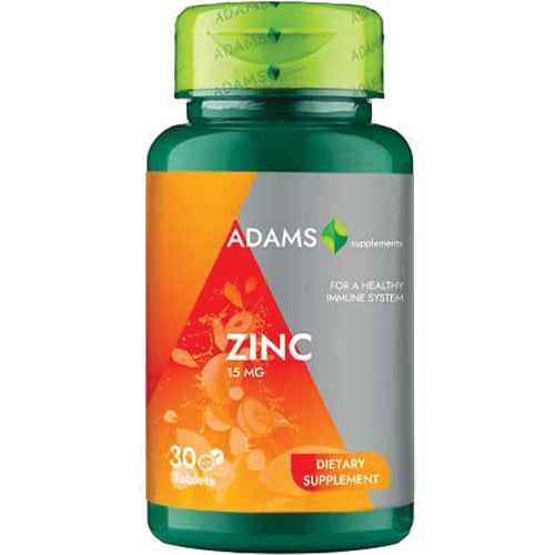 Zinc, 15 mg, 30 tablete, Adams