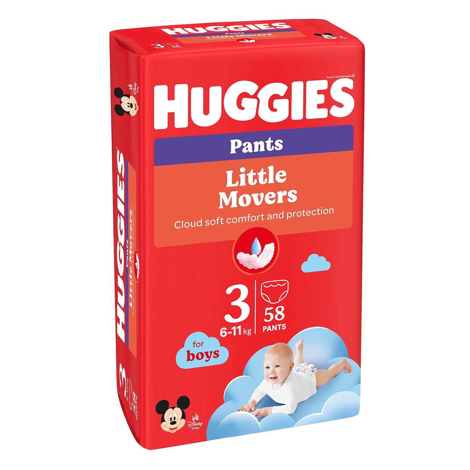Scutece Little Movers Pants Boy, nr. 3, 6-11 kg, 58 bucati, Huggies
