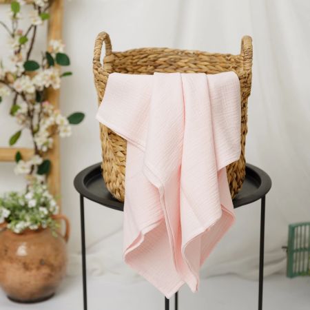 Paturica din muselina Cotton Flower, 120 x 100 cm, Roz, Twindeco 740885