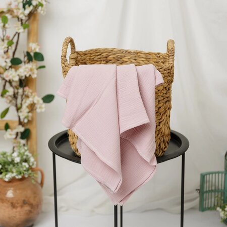 Paturica din muselina Cotton Flower, 120 x 100 cm, Roz Antic, Twindeco 740888
