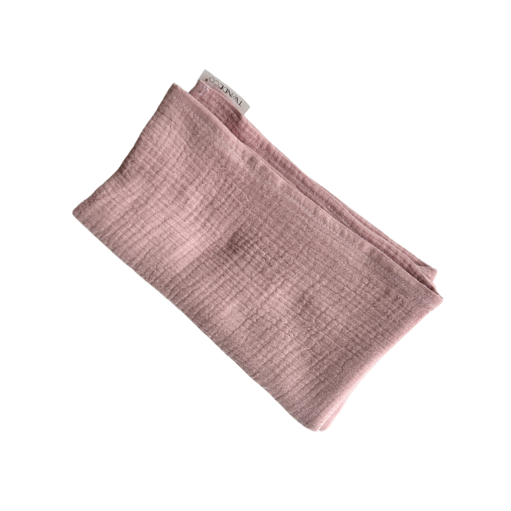 Paturica din muselina Cotton Flower, 120 x 100 cm, Roz Antic, Twindeco