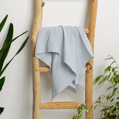 Paturica din muselina Cotton Flower, 120 x 100 cm, Albastru, Twindeco 740894