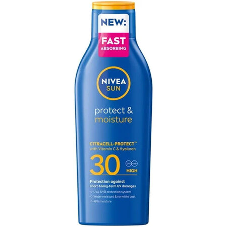 Lotiune hidratanta SPF30 Protect & Moisture, 200 ml, Nivea Sun