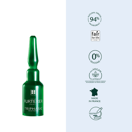 Set fiole anti-caderea parului 2 in 1 Triphasic Reactional, 12 fiole x 5 ml, Rene Furterer 700173