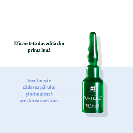 Set fiole anti-caderea parului 2 in 1 Triphasic Reactional, 12 fiole x 5 ml, Rene Furterer 700172