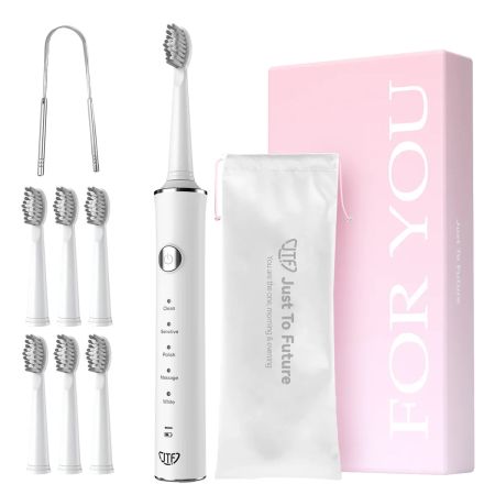 Periuta de dinti electrica + 6 capete de periere, Alb, J40, JTF Sonic