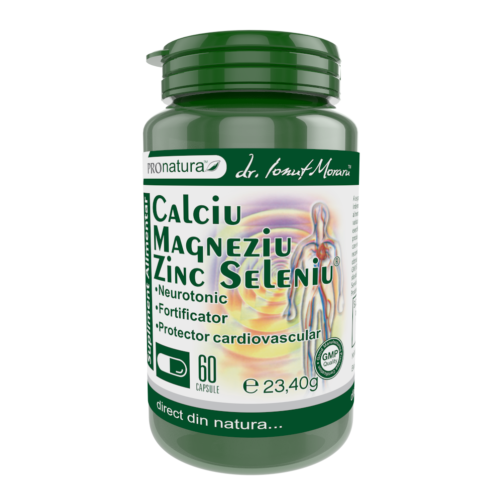 Calciu Magneziu Zinc Seleniu, 60 capsule, Pro Natura