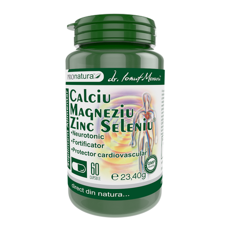 Calciu Magneziu Zinc Seleniu, 60 capsule, Pro Natura