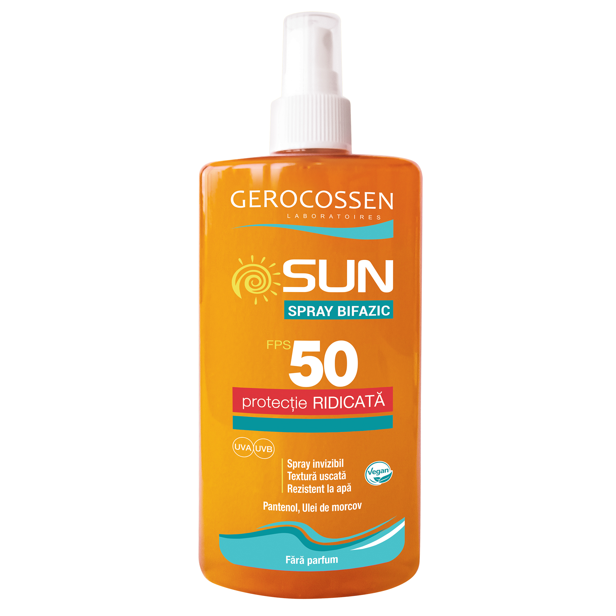Spray bifazic protectie solara SPF 50 Sun, 200 ml, Gerocossen
