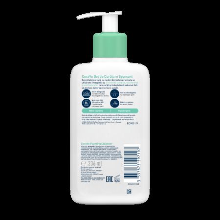 Gel de curatare spumant pentru piele normal-grasa, 236 ml, CeraVe 497686