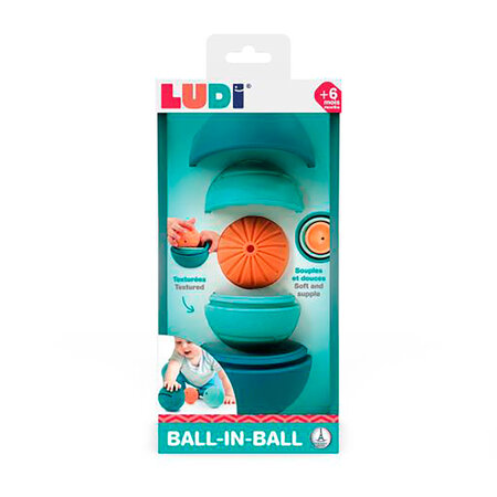 Set de mingi din silicon Ball in Ball, 6 luni+, Ludi 700930
