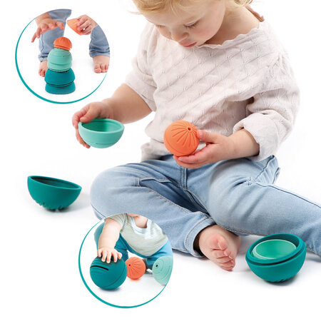 Set de mingi din silicon Ball in Ball, 6 luni+, Ludi 700929